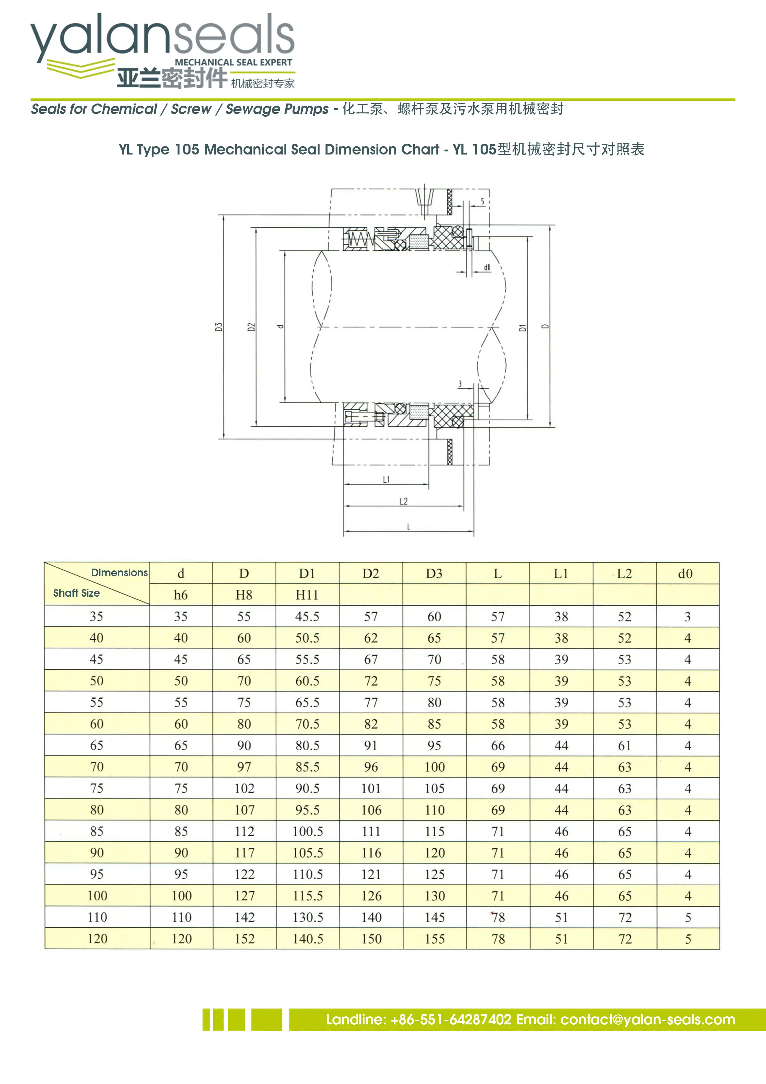 YL 105 - YALAN Seals - China Mechanical Seal Standard Maker